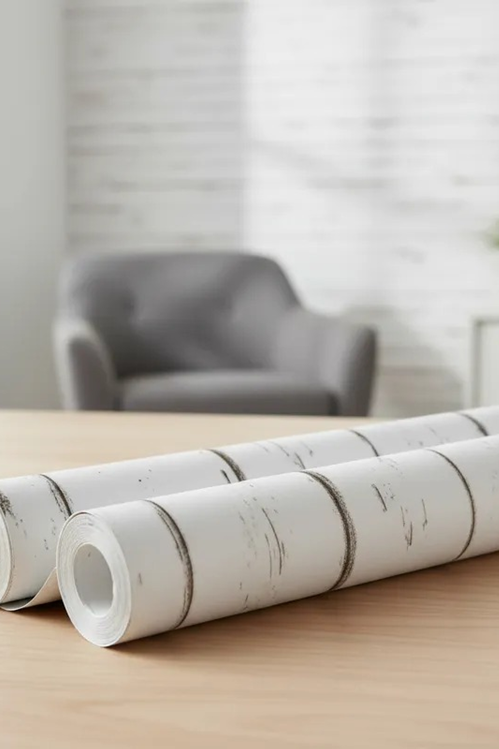 Papel Mural Pvc Texturizado Blanco Forma madera vintage rayas negras 