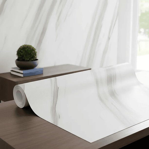 Papel Decomural   Premium Mármol blanco texturizado  1