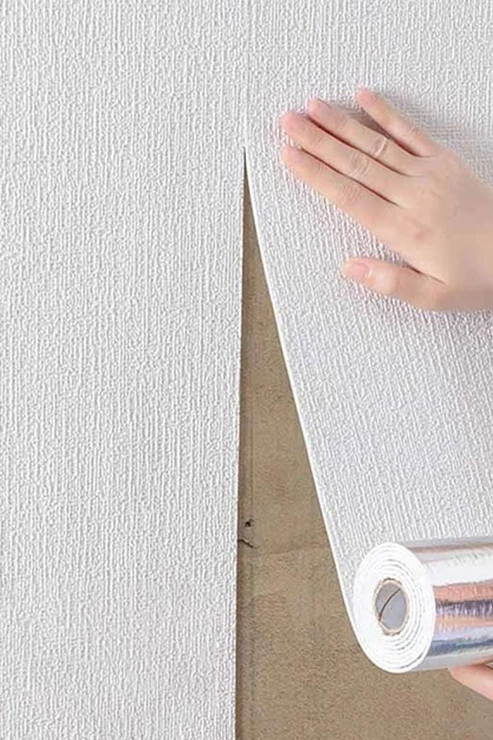 Papel autoadhesivo con textura de Lino color blanco 50 cm x 2.8m