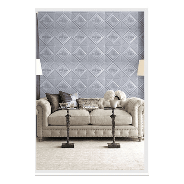  Pack 10 unidades - Revestimiento Pared Lamina 3d Pegatina Rombo Gris 5