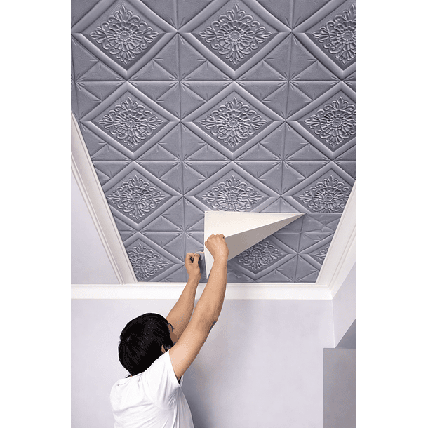  Pack 10 unidades - Revestimiento Pared Lamina 3d Pegatina Rombo Gris 2