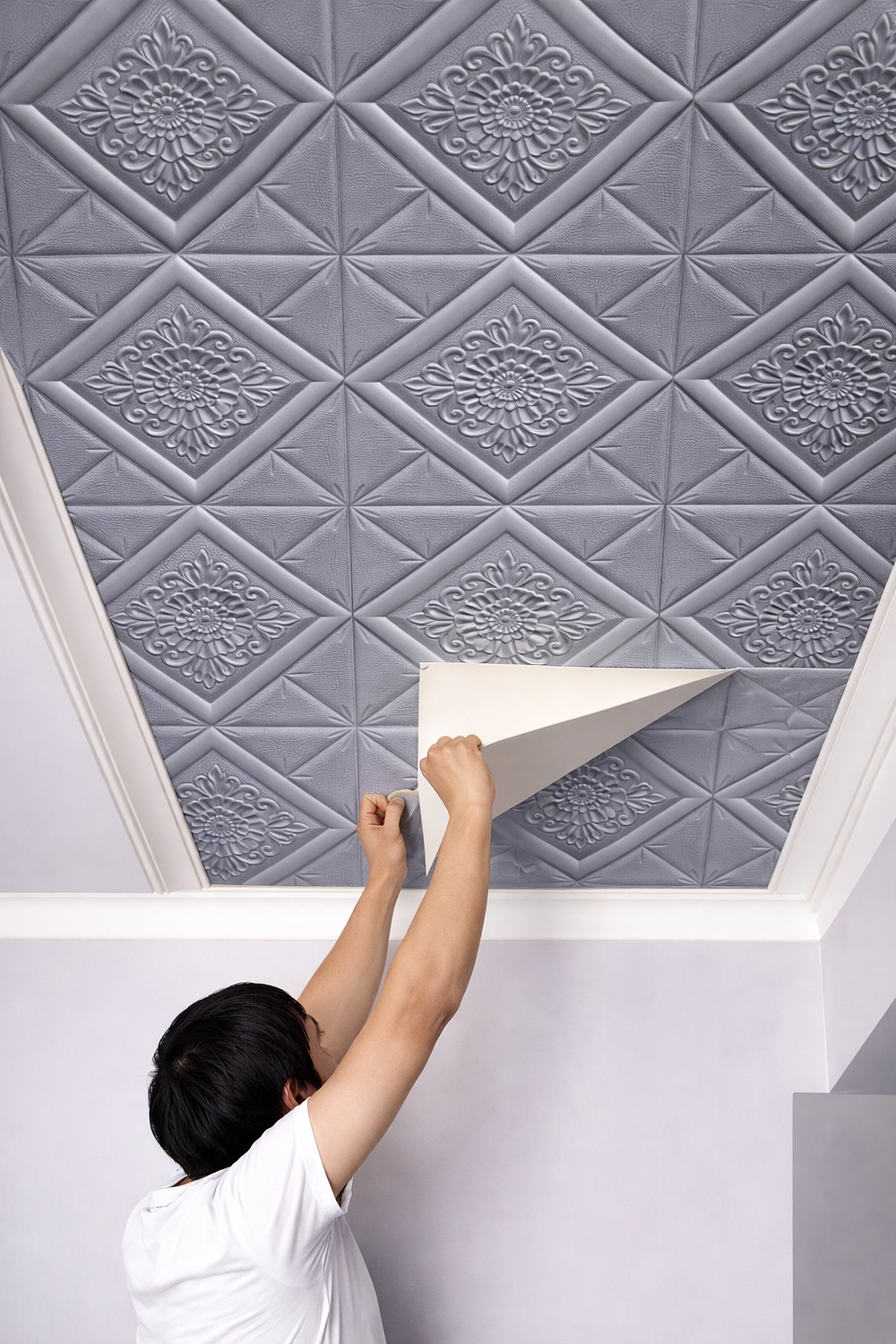  Pack 10 unidades - Revestimiento Pared Lamina 3d Pegatina Rombo Gris