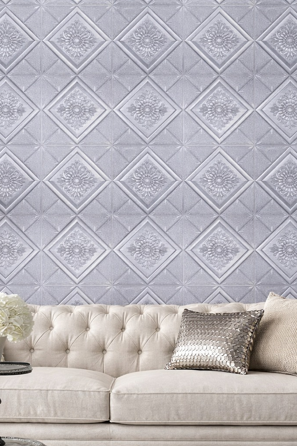  Pack 10 unidades - Revestimiento Pared Lamina 3d Pegatina Rombo Gris