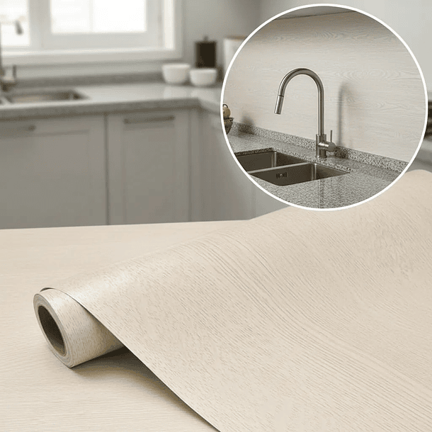 Papel Decomural Texturizado  madera  Beige  2