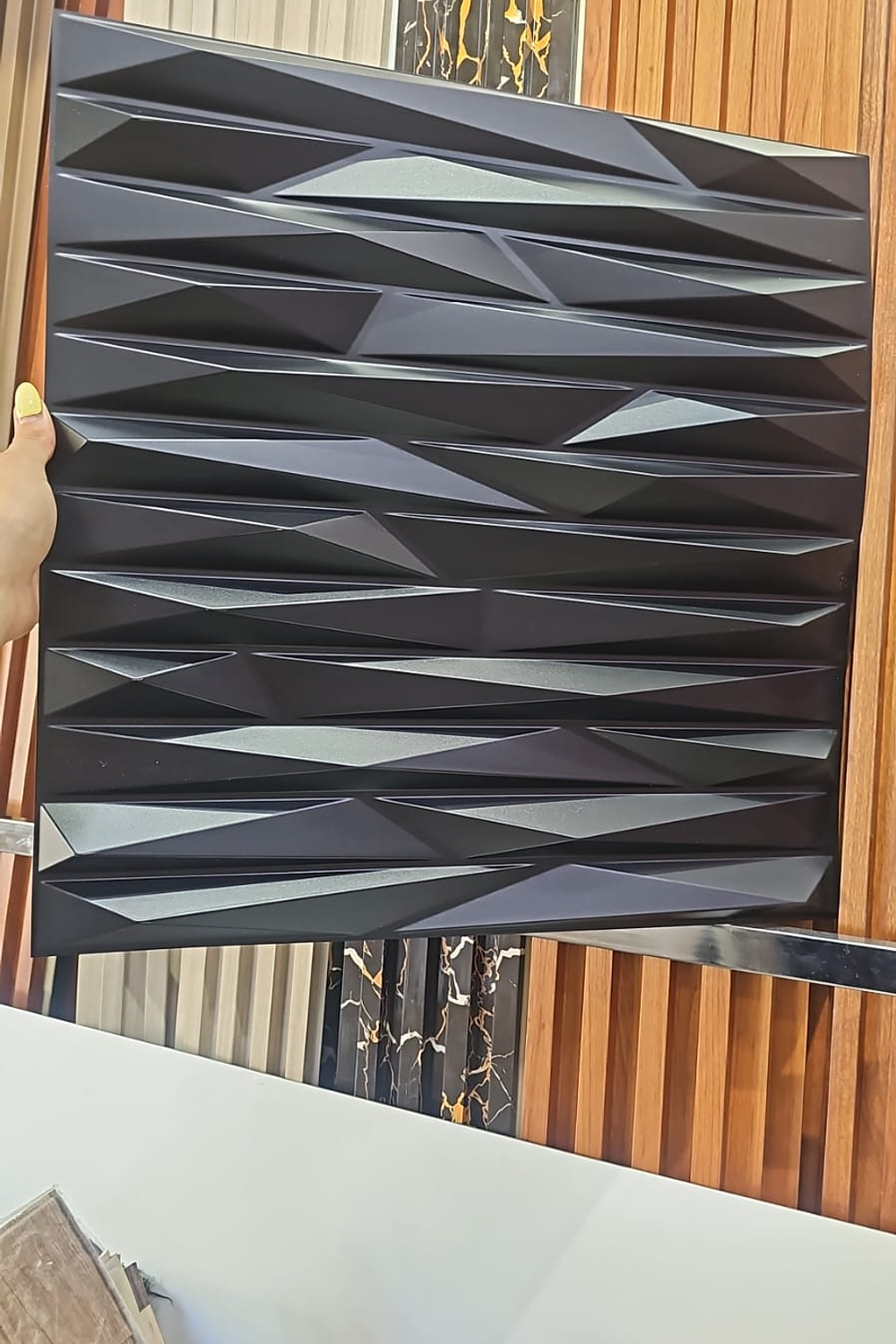 Panel Lamina 4d Pared Pvc Prisma Noir Negro Pack 4 unidades 