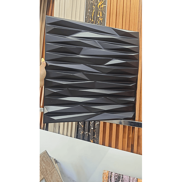 Panel Lamina 4d Pared Pvc Prisma Noir Negro Pack 4 unidades  2