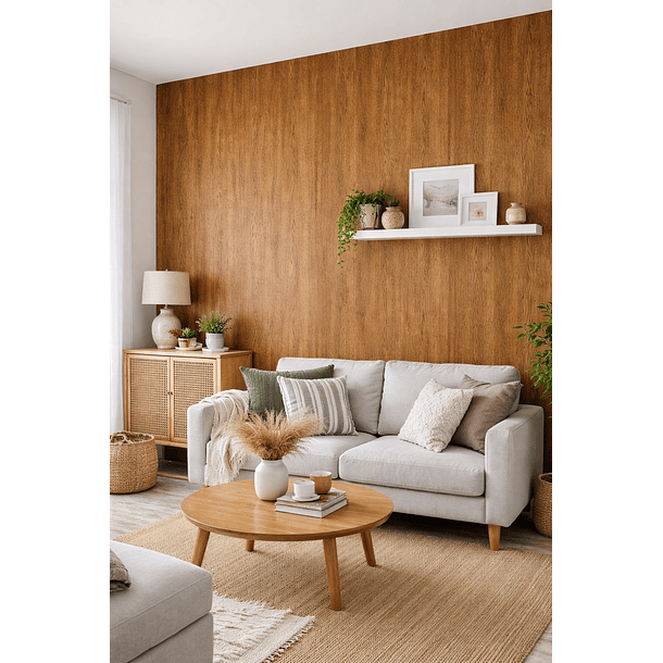 Papel Mural Autoadhesivo Texturizado Madera Castaño Claro  1