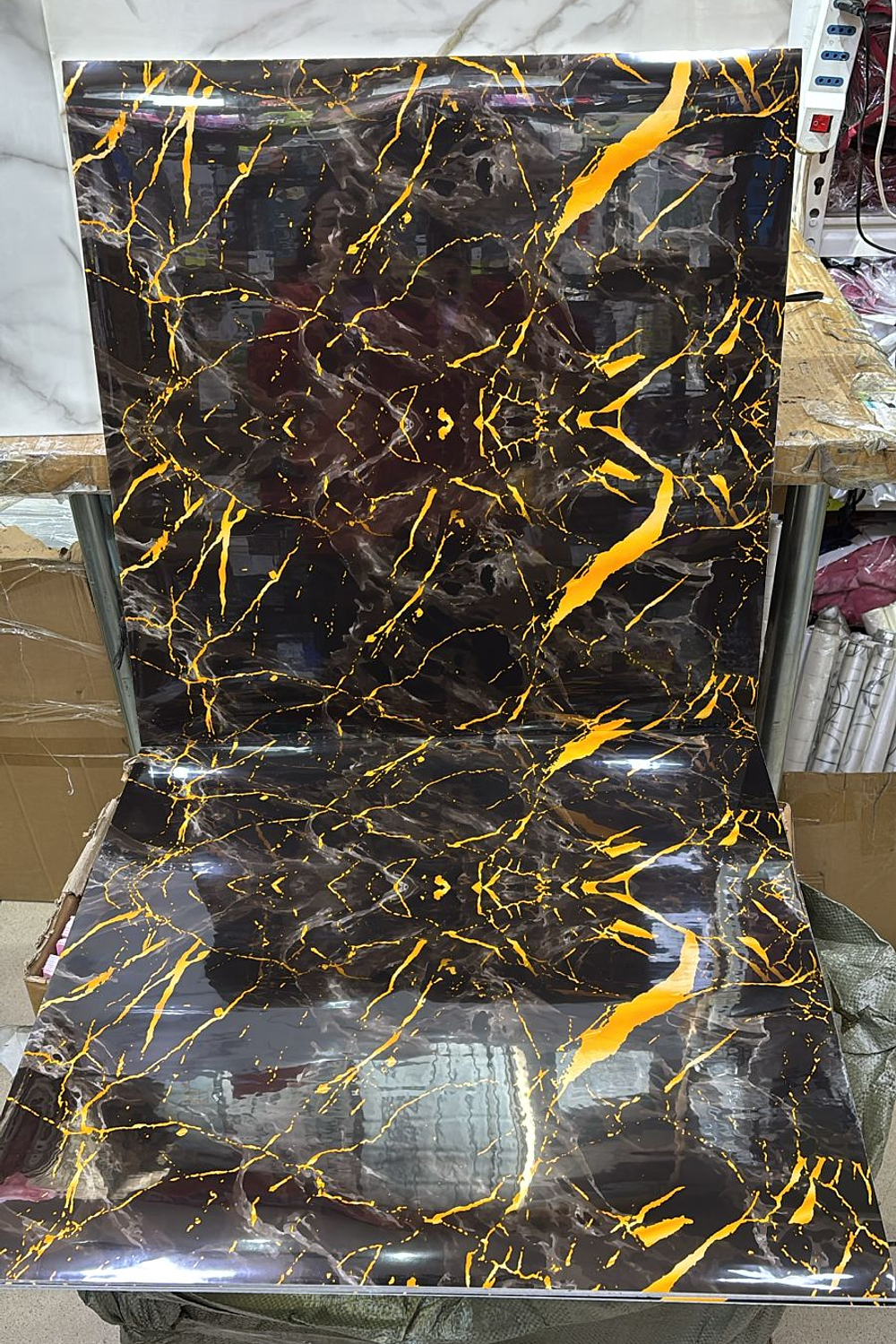 Pegatinas de pared - Mármol negro con vetas doradas  60x60  pack 10 unidades