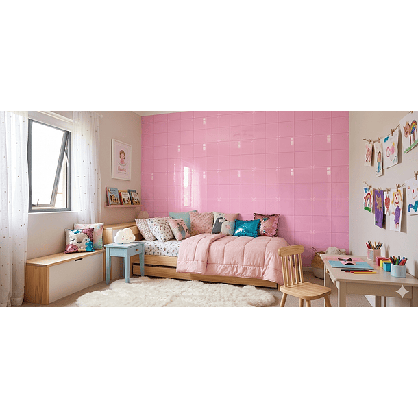 Pegatinas de pared -60x60  Sólido Rosa Pack 10 unidades  1