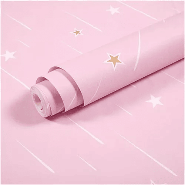 Papel decomural estrellas Rosa  2