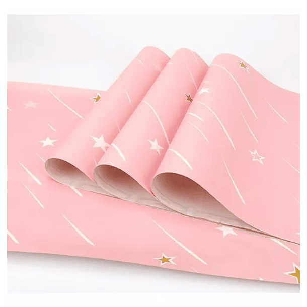 Papel decomural estrellas Rosa  1