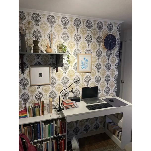 Papel Decomural  Premium Mosaico elegante negro y dorado Texturizado 1