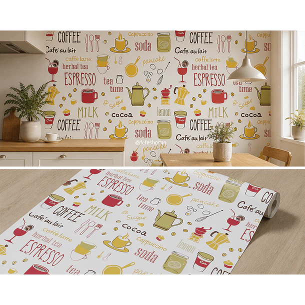 Papel Decomural  con  Estampado Coffee 1