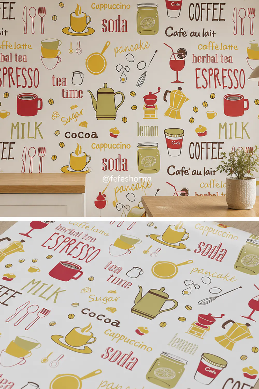 Papel Decomural  con  Estampado Coffee