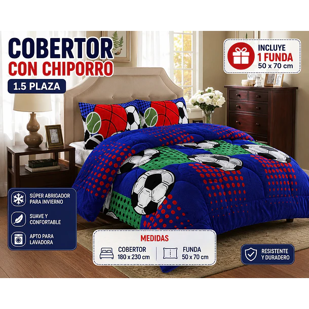 Cobertor 1.5 Plaza con Chiporro – Suave, Abrigador - Listo Invierno 4