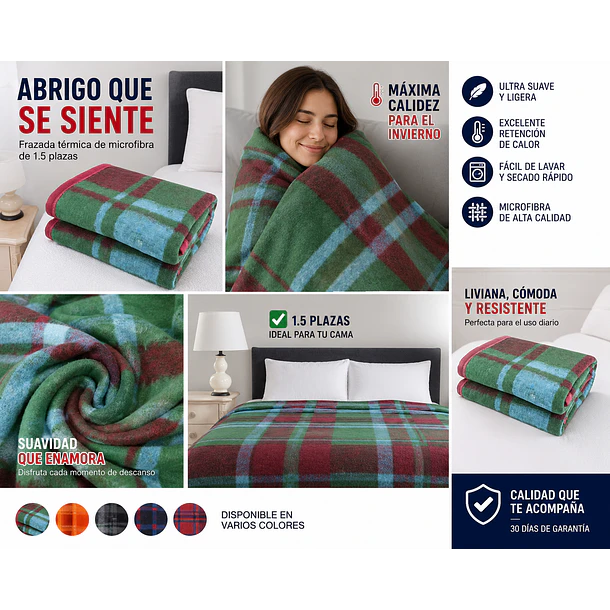 Frazada Térmica de Microfibra de 1.5 Plazas - Ultra Suave Liviana y Abrigadora 3