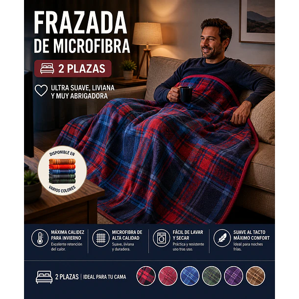 Frazada 2 Plazas de Microfibra Poliéster | Ultra Suave, Liviana y Abrigadora 1