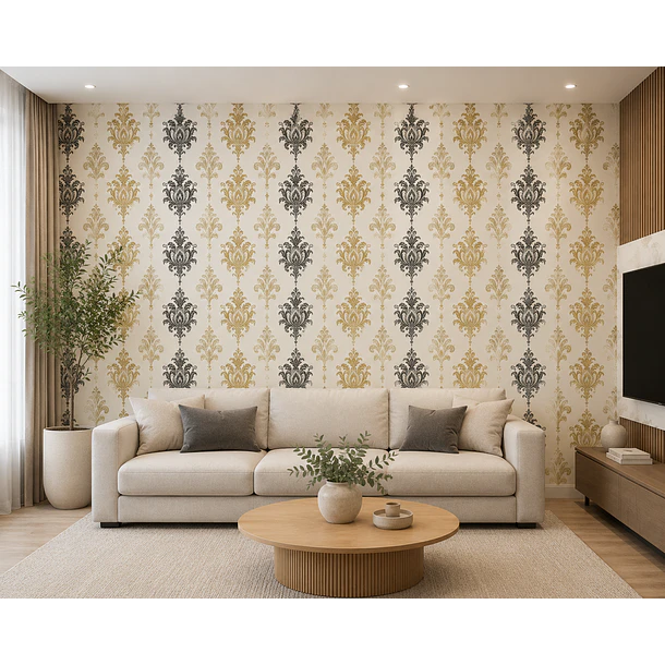 Papel Decomural  Premium Mosaico elegante negro y dorado Texturizado 1