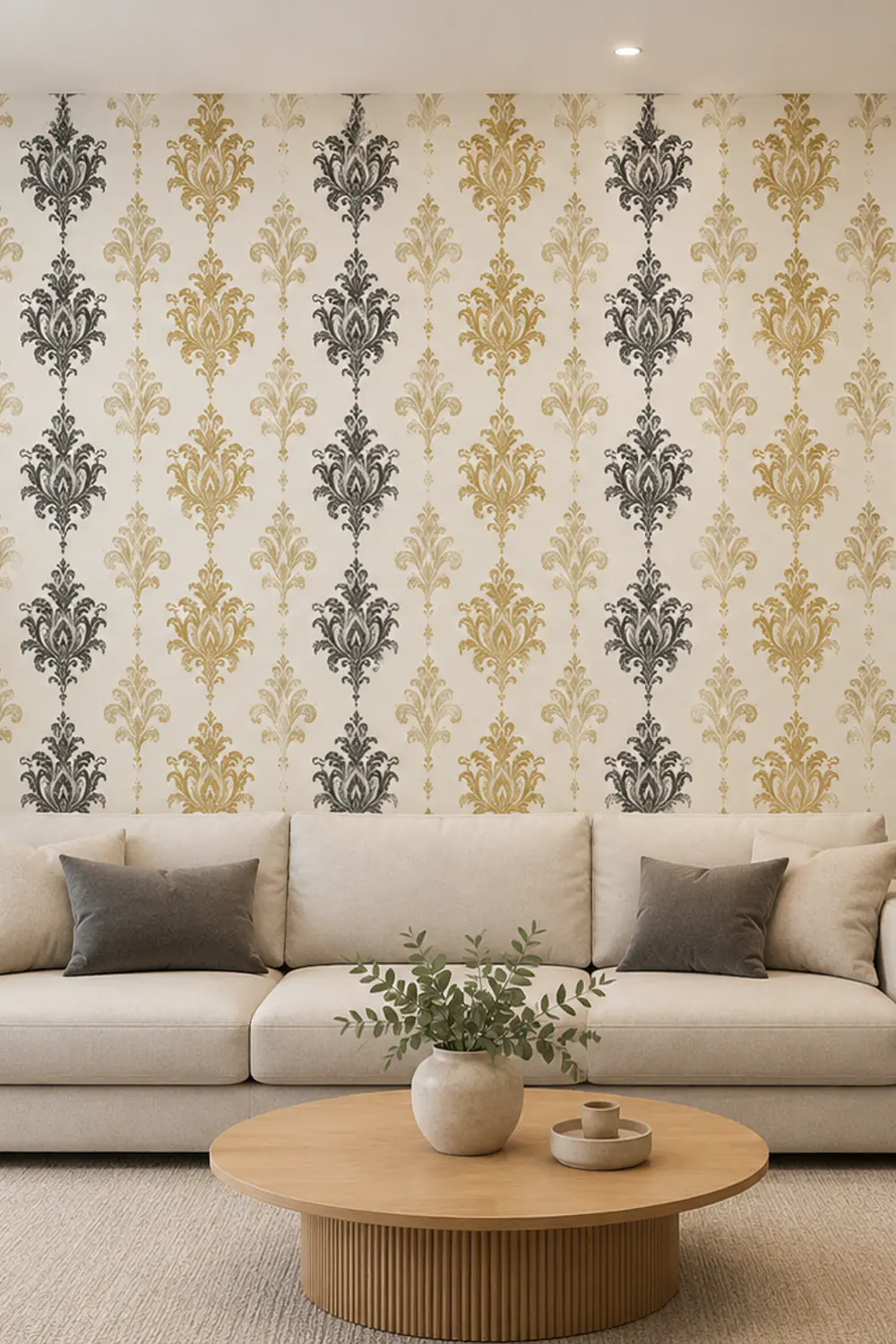 Papel Decomural  Premium Mosaico elegante negro y dorado Texturizado