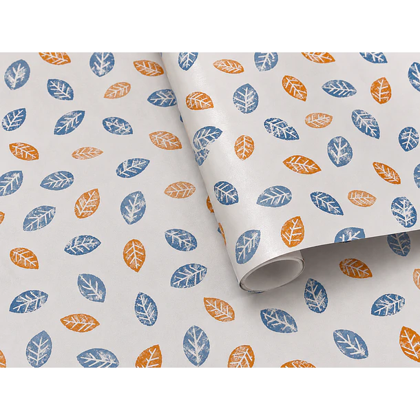 Papel Decomural- Hojas Azul/Naranja 1