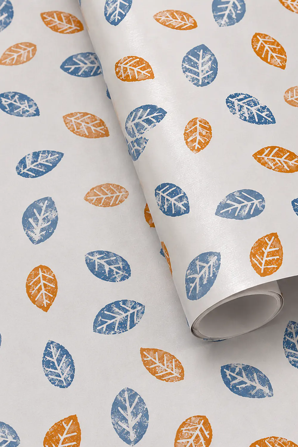 Papel Decomural- Hojas Azul/Naranja