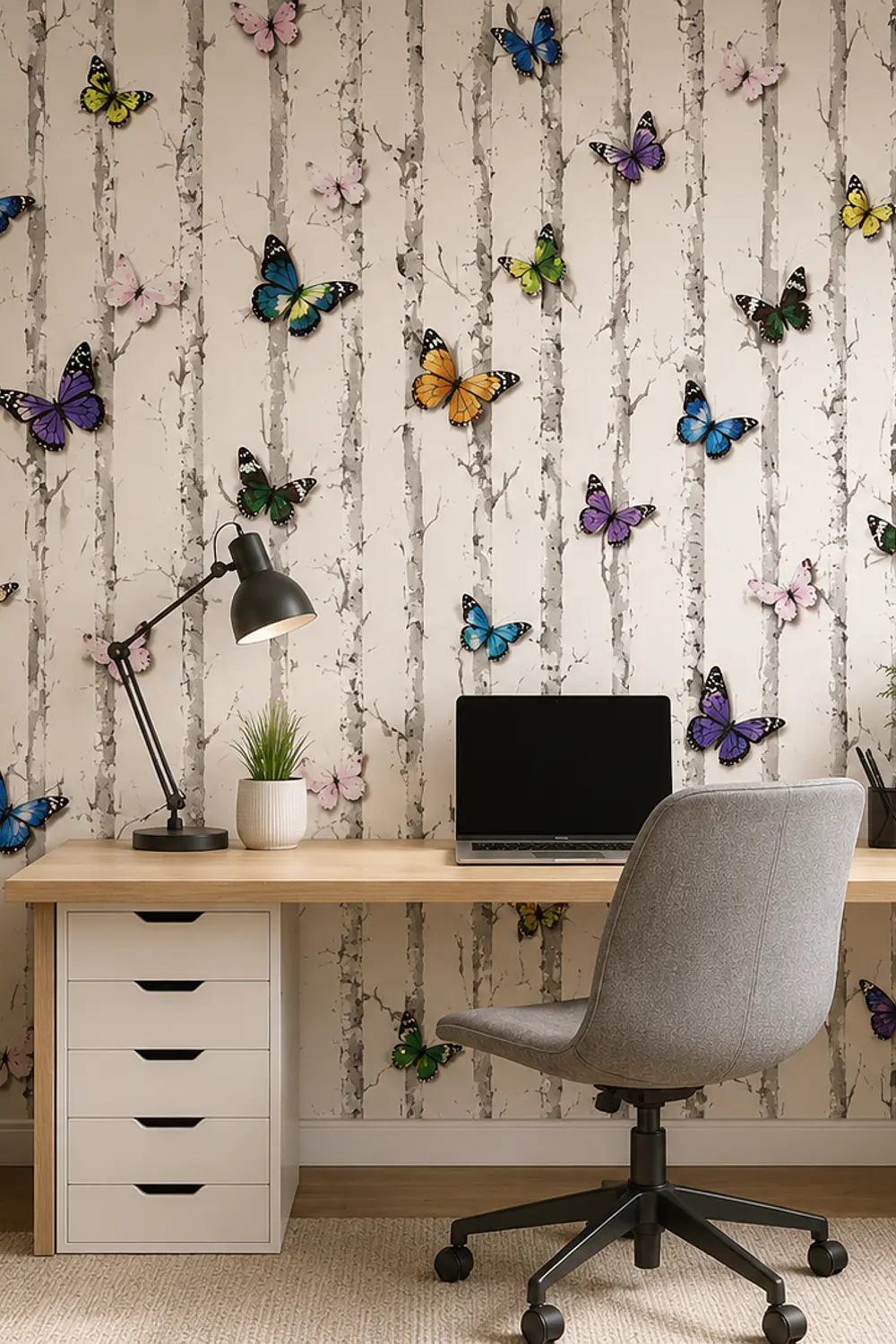 Papel Decomural Adhesivo Mariposas Lisa 
