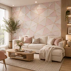 Papel Mural Autoadhesivo Triángulos Rosa Dorado 10m x 60cm 1