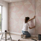 Papel Mural Autoadhesivo Triángulos Rosa Dorado 10m x 60cm 2