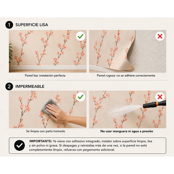 Papel Mural Autoadhesivo Flor De Cerezo 45cm x 10m 9