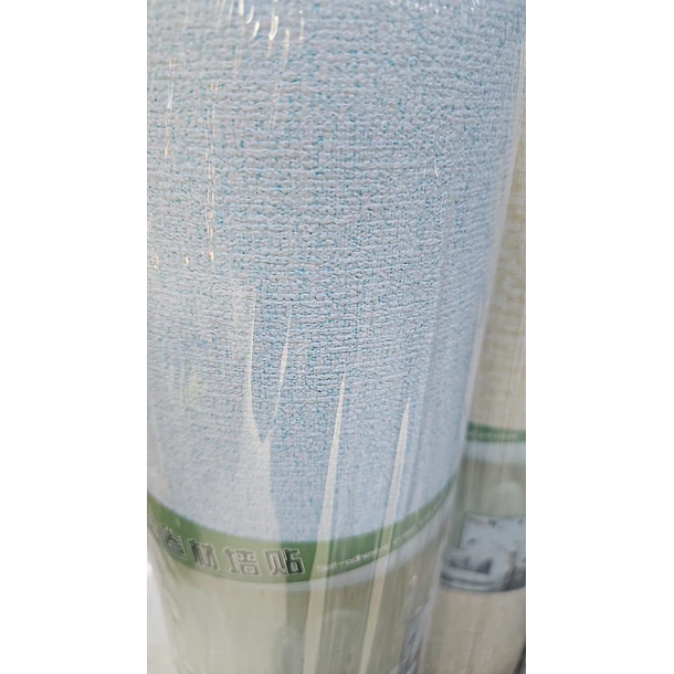 Papel autoadhesivo con textura de Lino color celeste 50 cm x 10 m