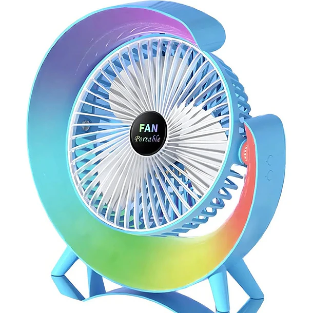 Ventilador De Escritorio Rgb Multicolor Lampara Portátil Usb 5