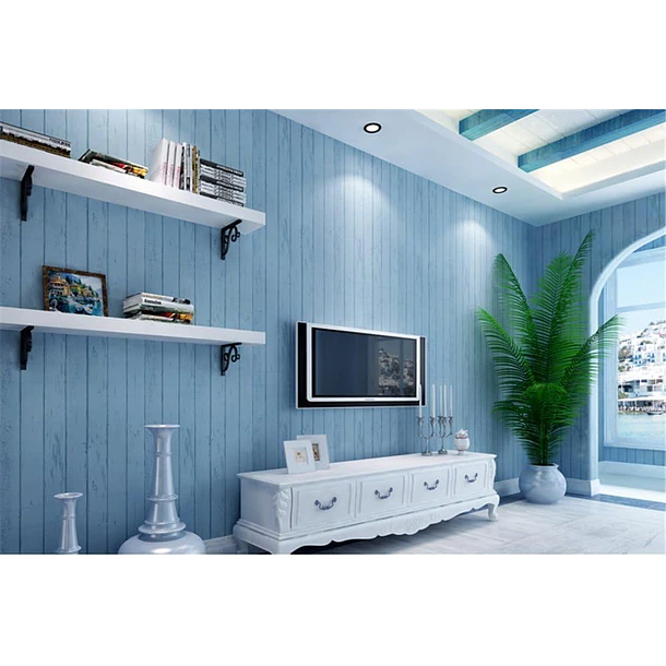 Papel Decomural madera Celeste   1