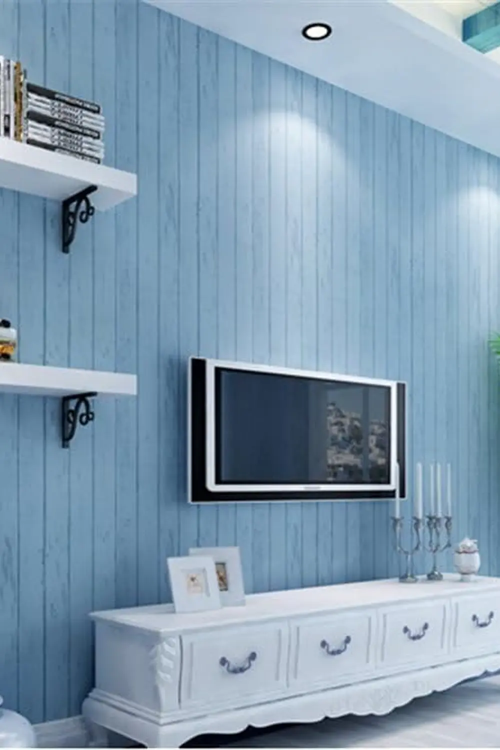 Papel Decomural madera Celeste  