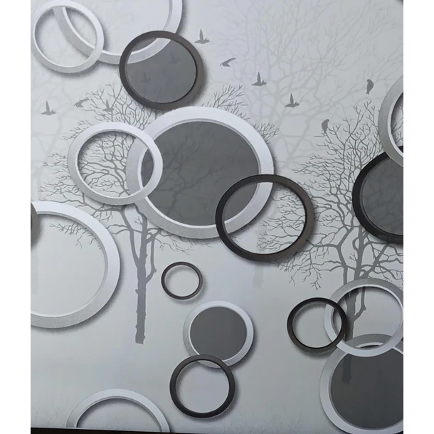  Papel Decomural Arbolito y circulos plateados  1