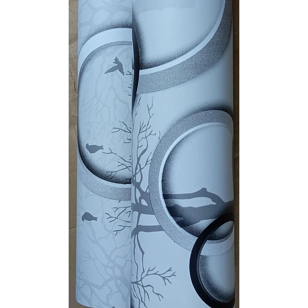  Papel Decomural Arbolito y circulos plateados  2