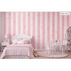 Papel Decomural  Franjas con Estrellas Rosa 1