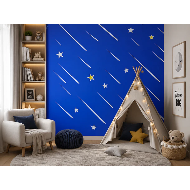 Papel decomural estrellas azul 2