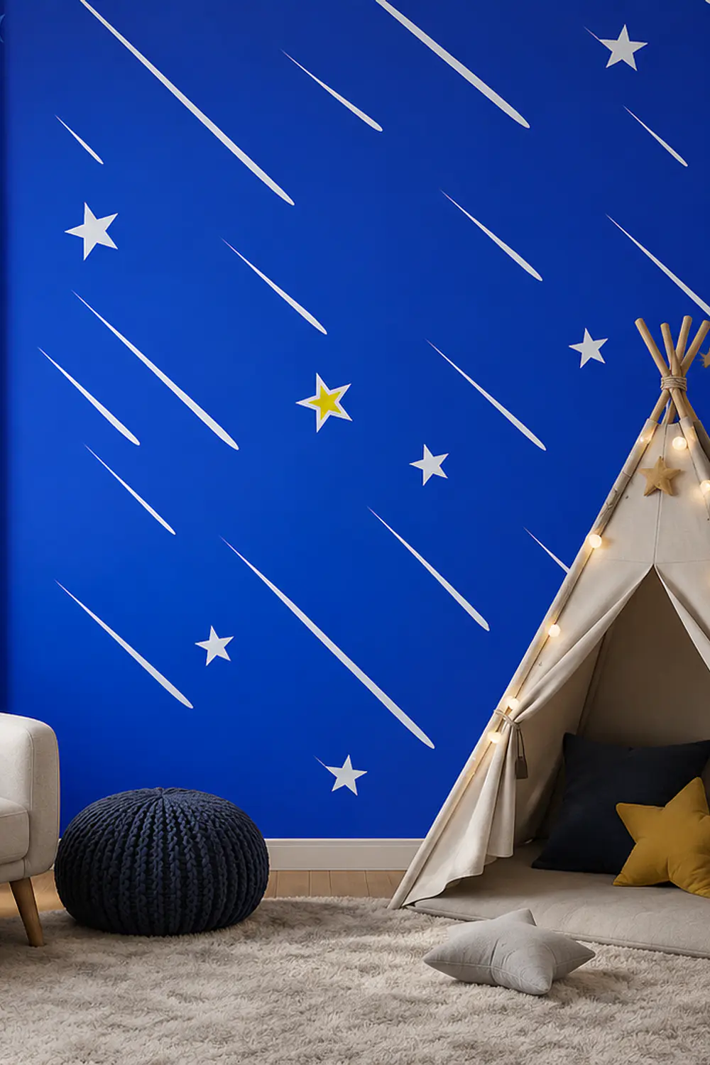 Papel decomural estrellas azul