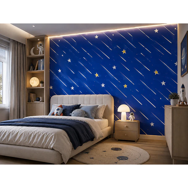 Papel decomural estrellas azul 1
