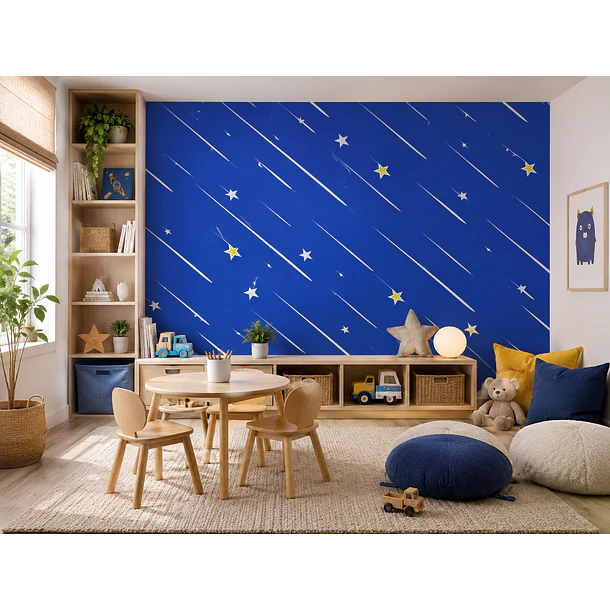 Papel decomural estrellas azul 3