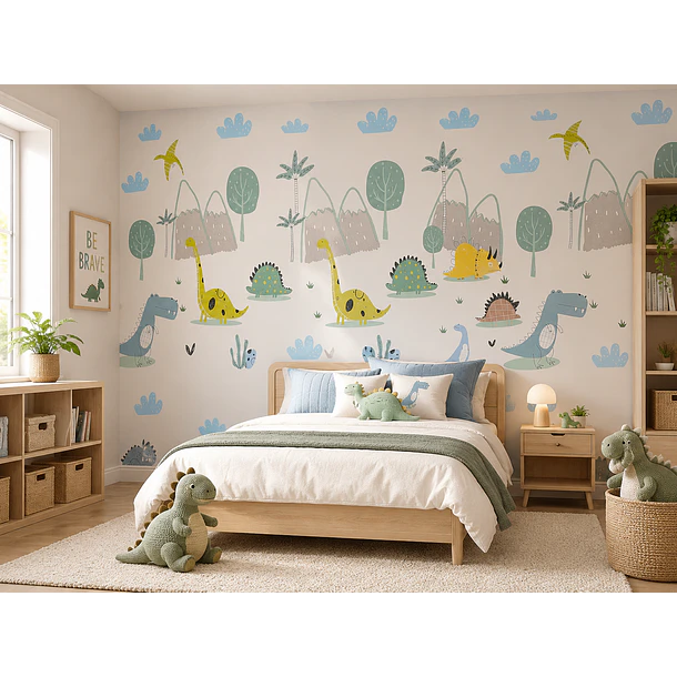 Papel Decomural  Niños dinosaurios Texturizado Premium 1