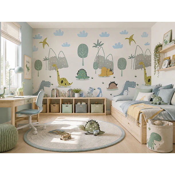 Papel Decomural  Niños dinosaurios Texturizado Premium 2