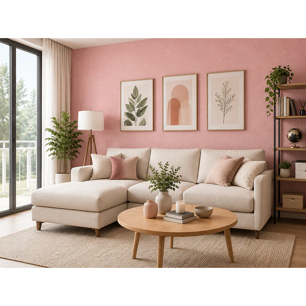 Papel Decomural Texturizado Sólido Rosa 1