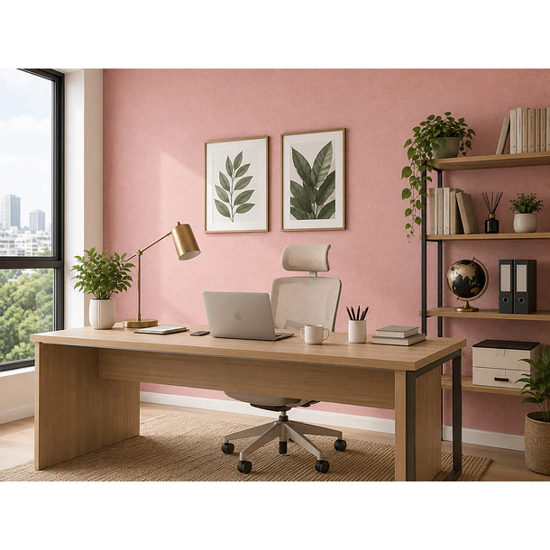 Papel Decomural Texturizado Sólido Rosa 4