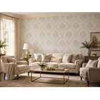 Papel Mural Mosaico Elegante Blanco y Plateado texturizado 1