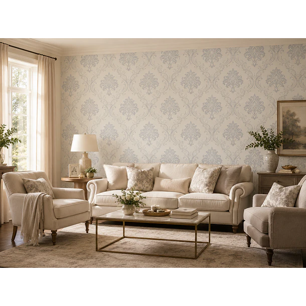 Papel Mural Mosaico Elegante Blanco y Plateado texturizado 1