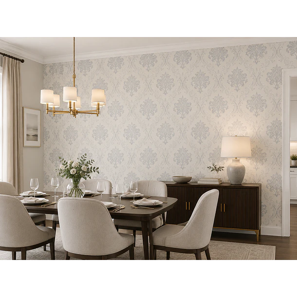 Papel Mural Mosaico Elegante Blanco y Plateado texturizado 2