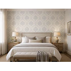 Papel Mural Mosaico Elegante Blanco y Plateado texturizado 3