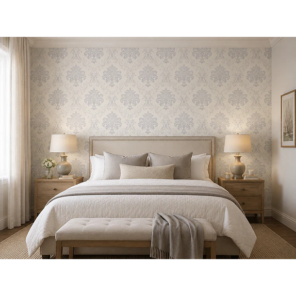 Papel Mural Mosaico Elegante Blanco y Plateado texturizado 3