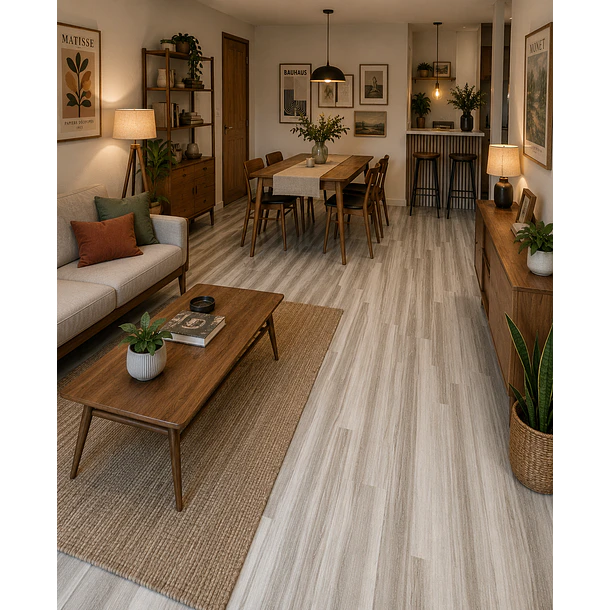 Piso Vinílico Premium Tono Gris Tabloncillo FE6438 1